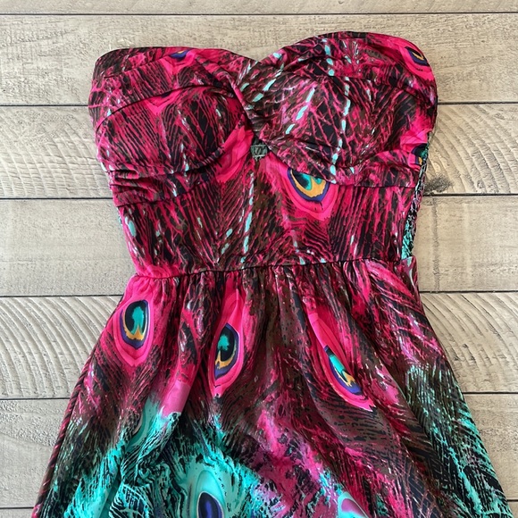 pink and turquoise strapless dress - Picture 4 of 4